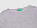 Merino Wool Boat Neck Jumper - Grey
