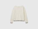 Merino Wool Boat Neck Jumper - Cream
