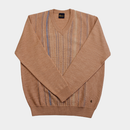 Pattern V Neck Jumper - Peach