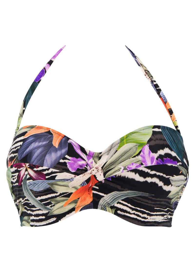 Maldives Twist Bandeau Bikini - Black Tropical