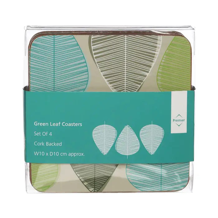 Green Leaf Coasters - Set of 4