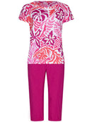 Cut Sleeve Capri Pyjama - Dark Pink