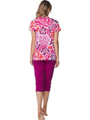 Cut Sleeve Capri Pyjama - Dark Pink