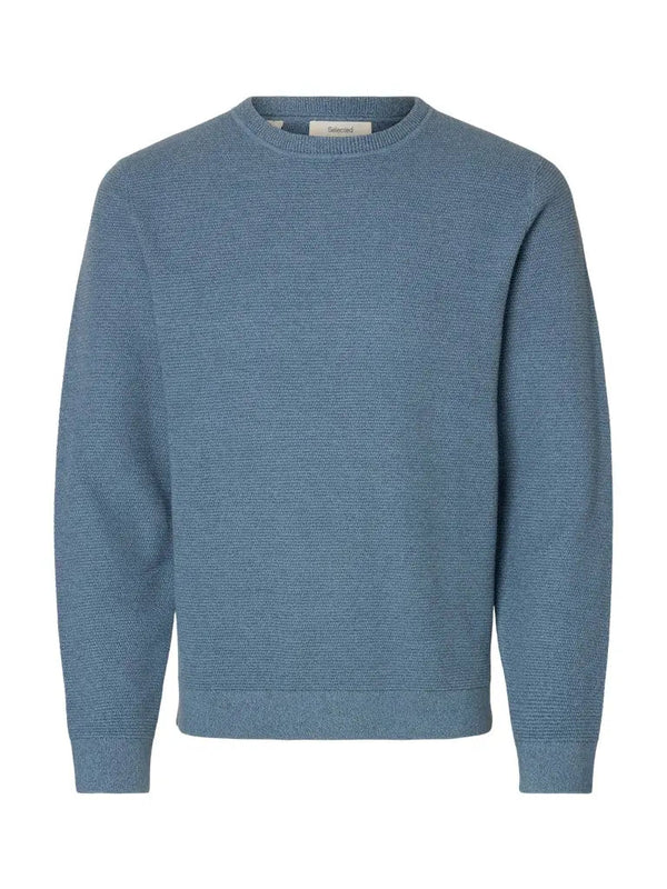 Ross Round Neck Jumper - Mirage Dusty Blue