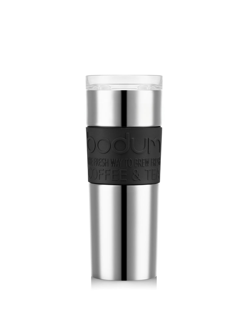 Travel Mug 0.45L with Clear Lid - Stainless Steel
