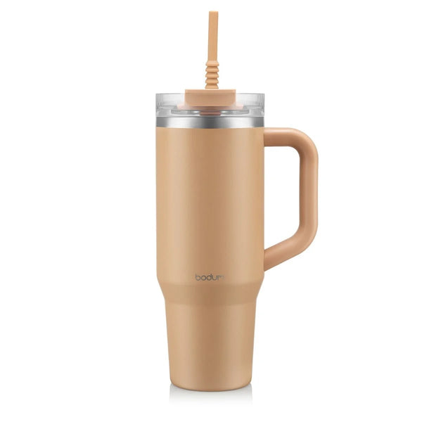 Travel Mug with Handle Silicone Straw 1.2L - Iced Vanilla Latte