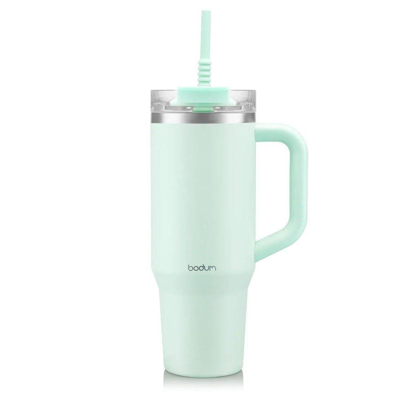 Travel Mug with Handle Silicone Straw, 1.2L - Mint
