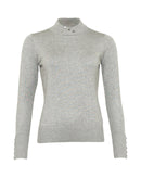 High Neck Rib Hem Jumper - Light Grey