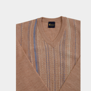 Pattern V Neck Jumper - Peach