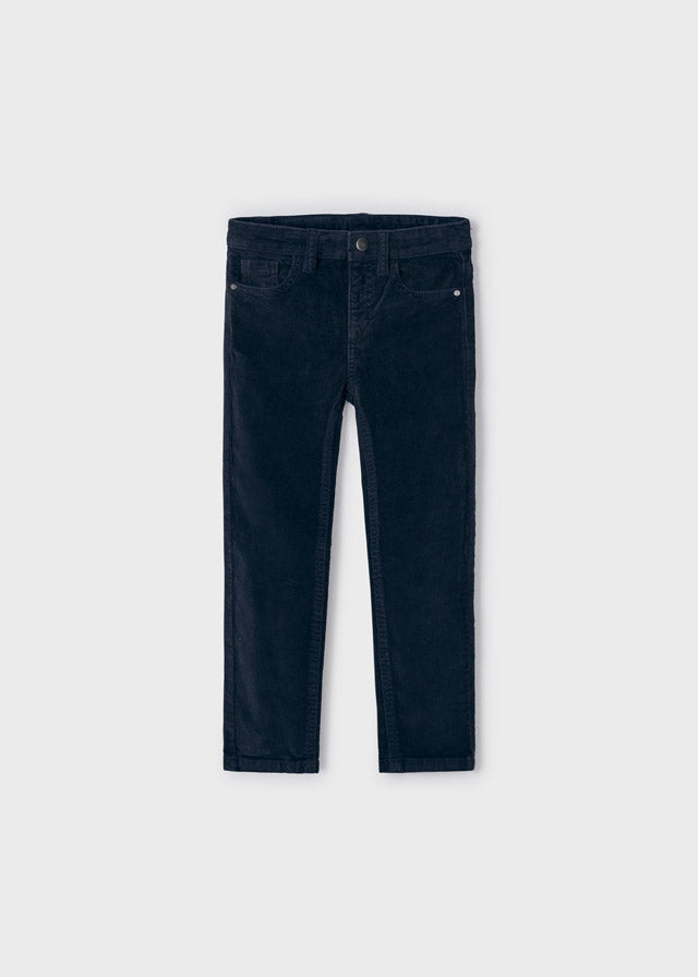 Basic Slim Fit Cord Trousers - Navy
