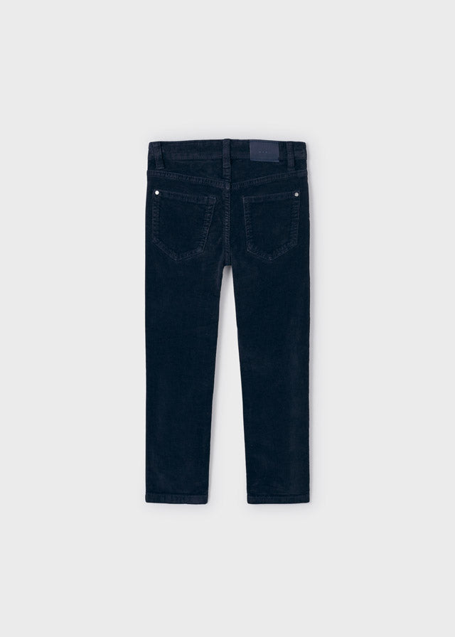 Basic Slim Fit Cord Trousers - Navy