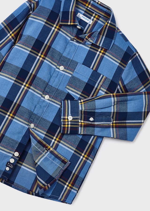 Long Sleeve Check Shirt - Sky