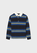 Long Sleeve Stripes Polo - Arctic Blue