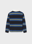 Long Sleeve Stripes Polo - Arctic Blue