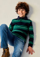 Long Sleeve Stripes Polo - Mint