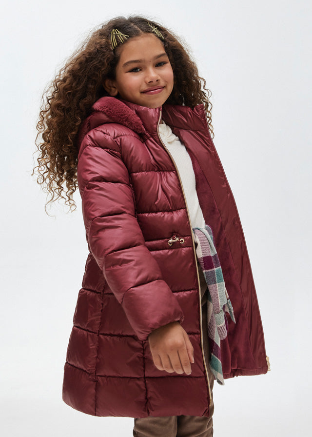 Padded Long Coat - Eggplant