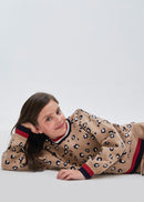 Printed Knit Trouser Set - Cookie