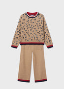 Printed Knit Trouser Set - Cookie