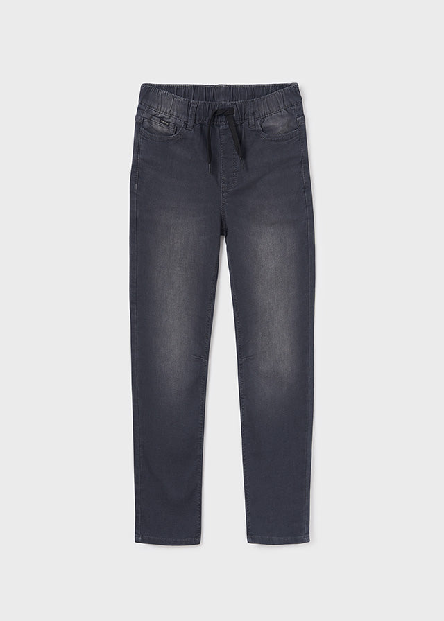 Soft Denim Joggers - Dark Grey