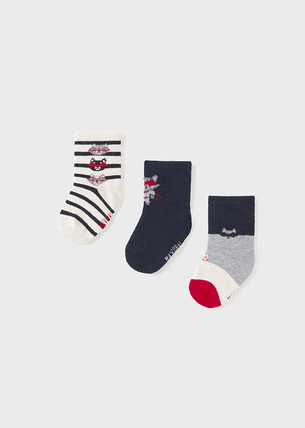 Set Of 3 Pairs Of Socks - Navy