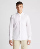Linen Blend Tapered Fit Frank Shirt - White