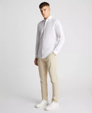 Linen Blend Tapered Fit Frank Shirt - White