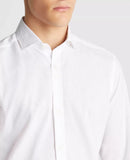 Linen Blend Tapered Fit Frank Shirt - White