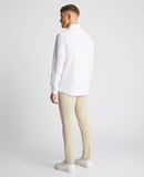 Linen Blend Tapered Fit Frank Shirt - White