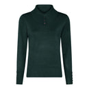 Ribbed Collar Polo Neck Jumper - Dark Green