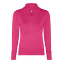 Ribbed Collar Polo Neck Jumper - Pink