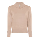 Ribbed Collar Polo Neck Jumper - Camel