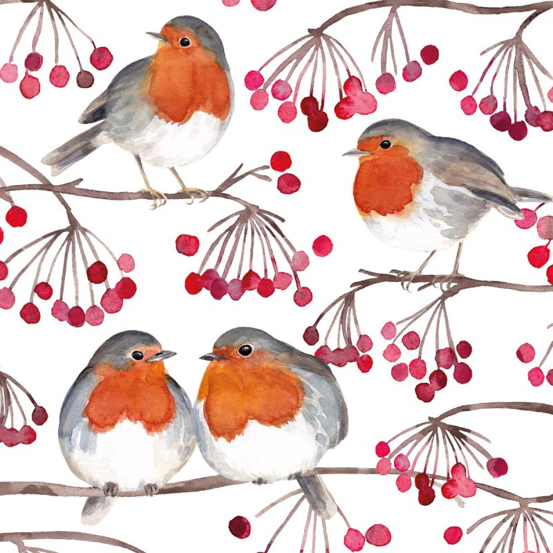 Pack of 20 Napkins - Birds & Berries