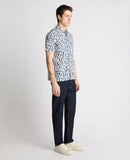 Linen Blend Tapered Short Sleeve Shirt - Light Navy