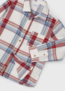 Long Sleeve Checked Shirt - Wine