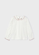 Scallop Collar Blouse - Natural/pink