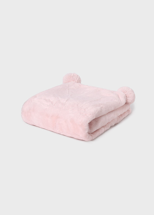Pompom Fur Blanket - Blush