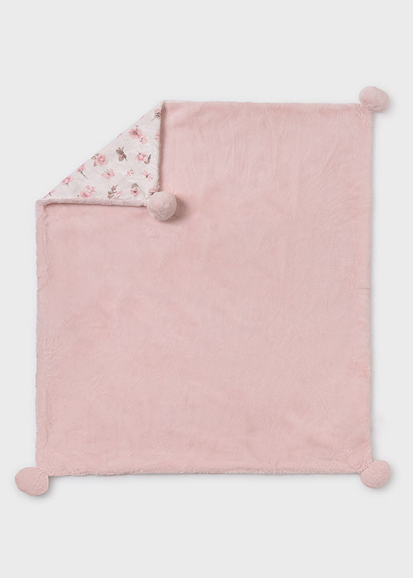 Pompom Fur Blanket - Blush
