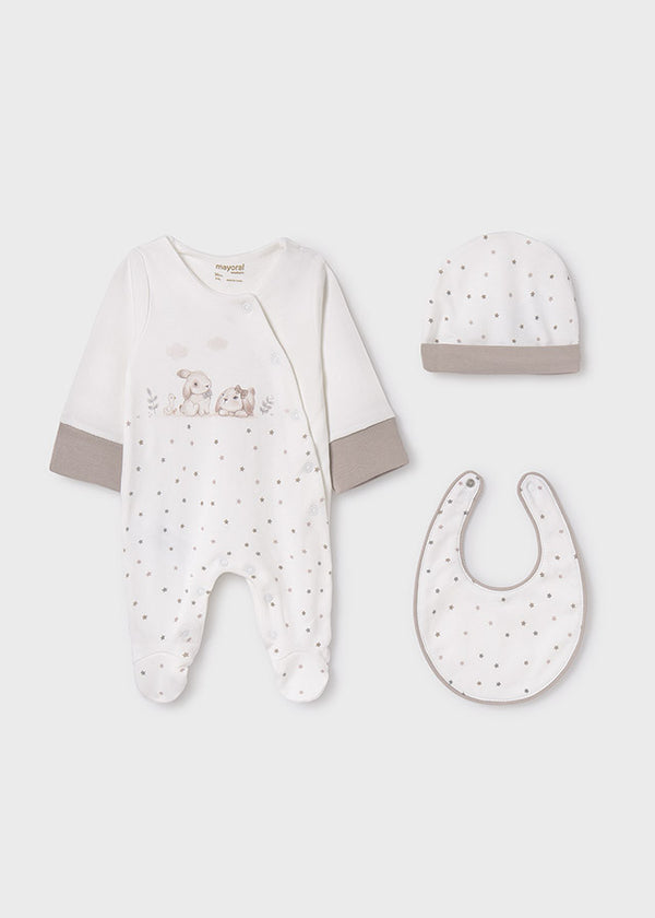 Mayoral Pj, Hat & Bib Gift Set - Walnut