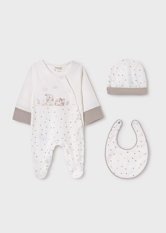 Mayoral Pj, Hat & Bib Gift Set - Walnut