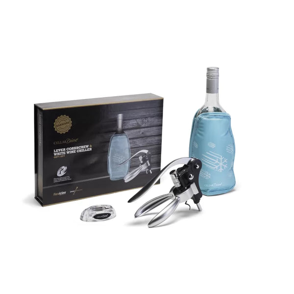 Lever Corkscrew & White Wine Chiller Gift Set