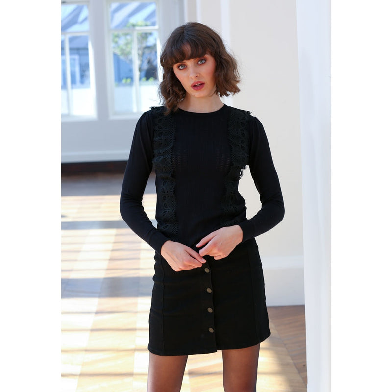Natalie Denim Skirt - Vintage Black