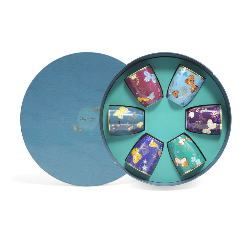 Butterfly Set of 6 Mugs in Hatbox