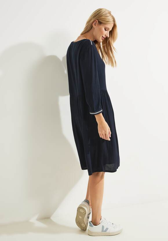 Solid Embroidery Dress - Night Sky Blue