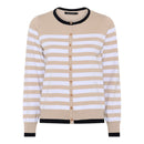 Cotton Nautical Stripe Cardigan - Sand/white