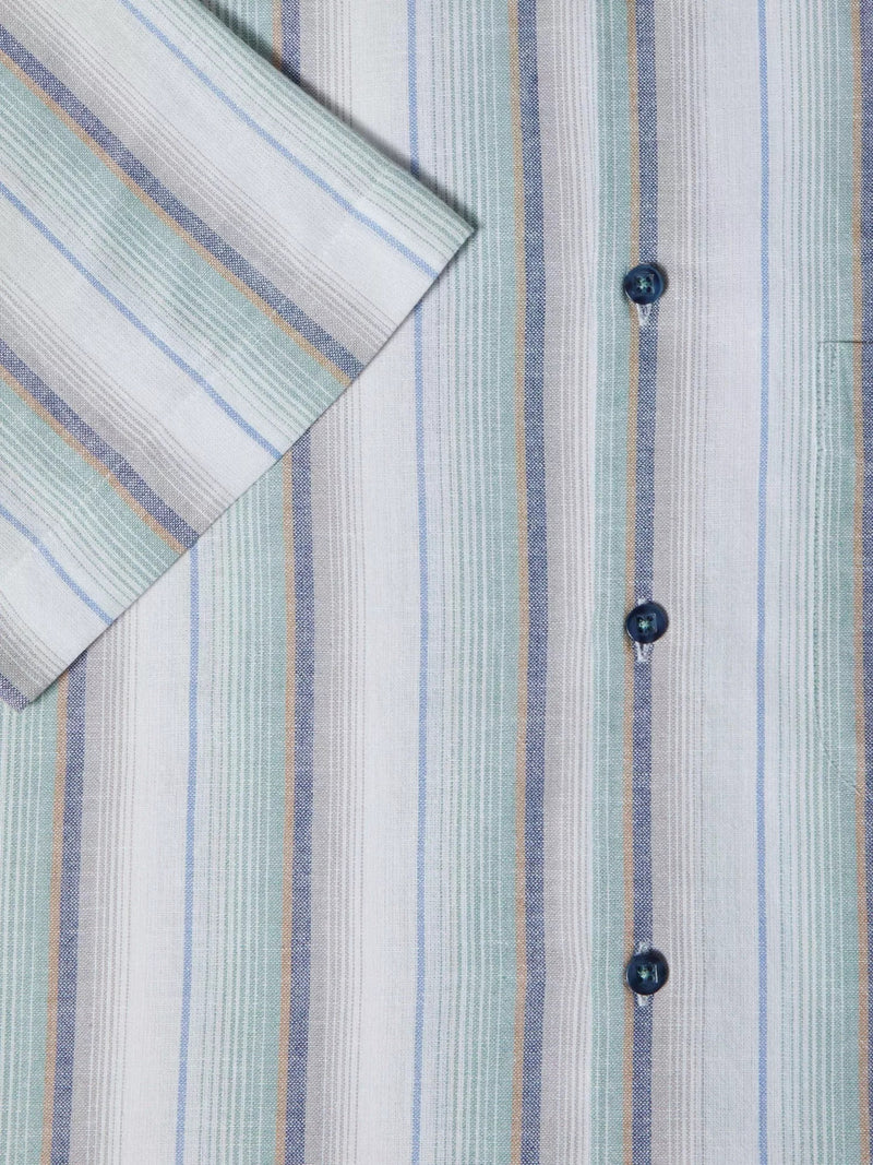 Short Sleeve Casual Shirt - Light Green Grey