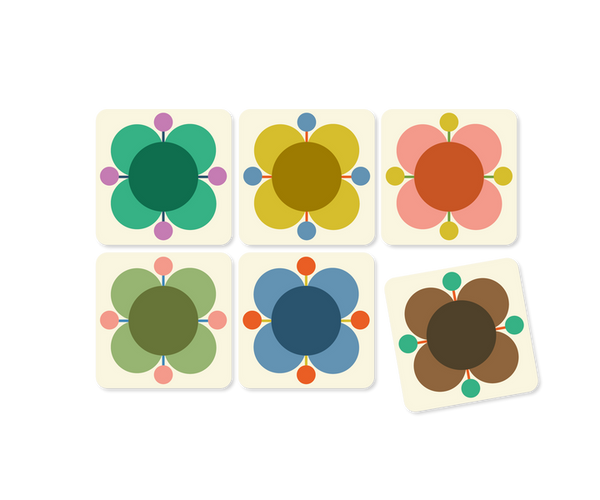 Set of 6 Coasters - Atomic Flower