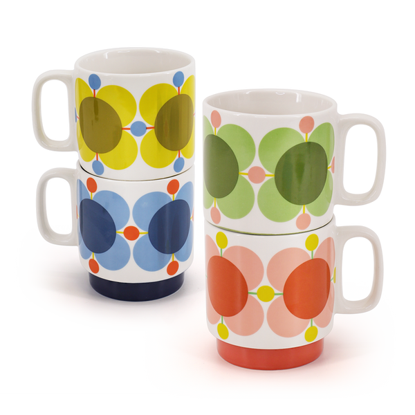 Set of 4 Stacking Mugs - Atomic Flower