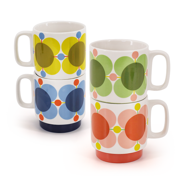 Set of 4 Stacking Mugs - Atomic Flower