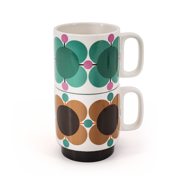 Set of 2 Mugs - Atomic Flower Jewel & Latte