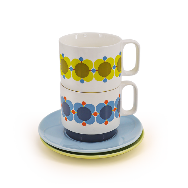 Set of 2 Teacups & Saucers